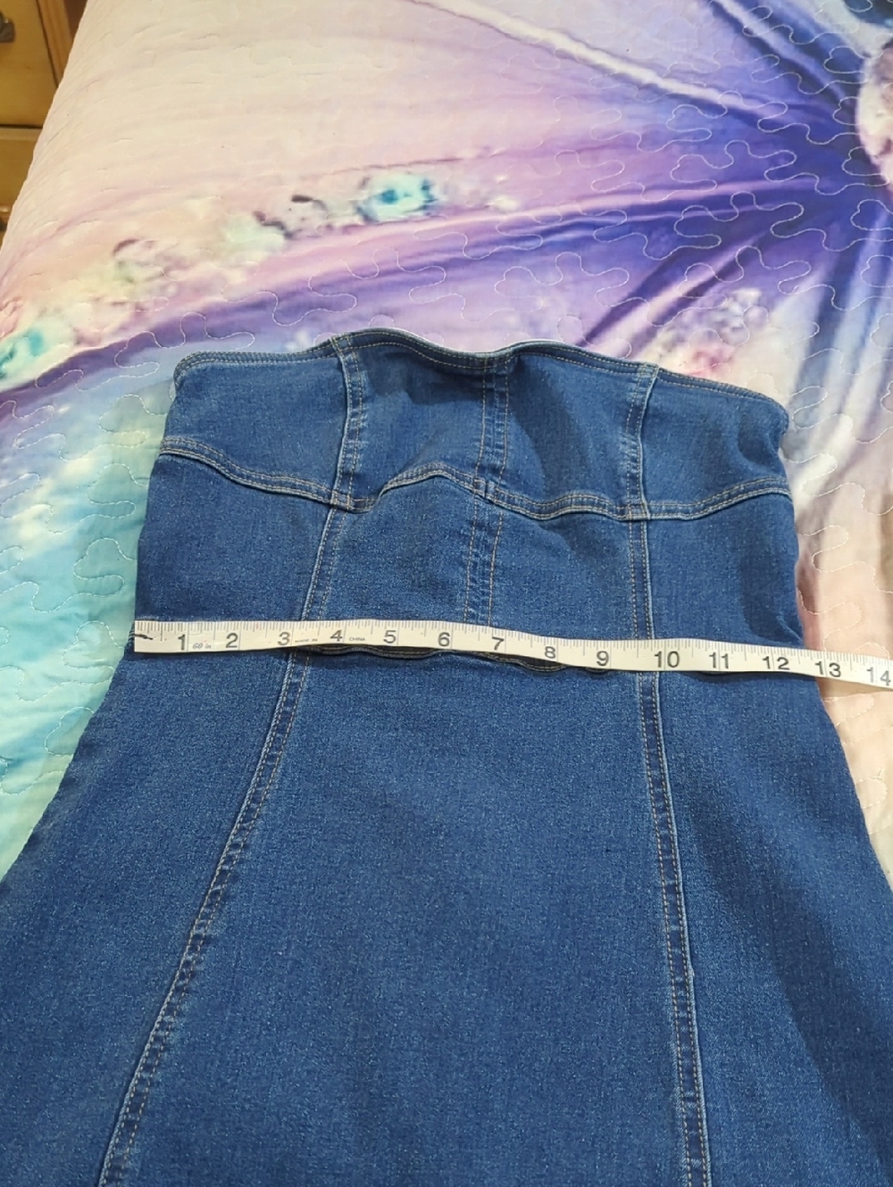 Strapless Denim Maxi Dress ✨ Bodycon Blue Jean Dress | Small - Picture 10 of 16